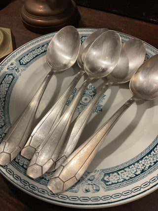 Vintage French Art Deco Large Silver Serving Spoons
