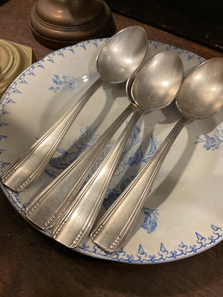 Vintage French Art Deco Silver Serving Large Spoons