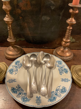 Vintage French Art Nouveau Large Silver Serving Spoons