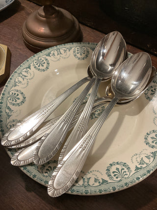 Vintage French Art Deco Silver Serving Large Spoons