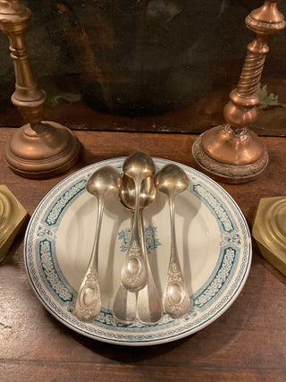 Vintage French Art Nouveau Large Silver Serving Spoons