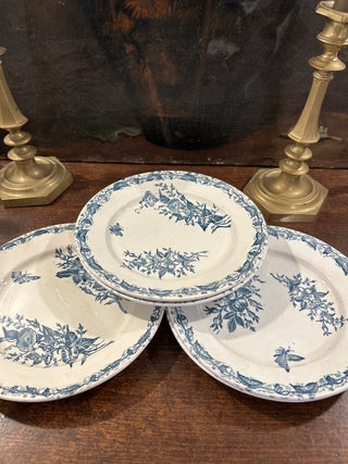 Vintage French Earthenware Papillon Dinner Plates
