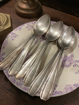 Vintage French Art Deco Silver Serving Large Spoons