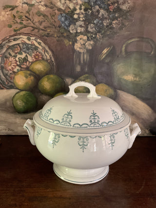 Vintage French Green Garland Tureen
