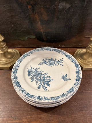Vintage French Earthenware Papillon Dinner Plates