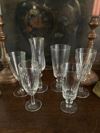 Vintage French Assorted Champagne Flutes