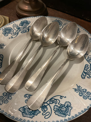 Vintage French Art Deco Silver Serving Large Spoons