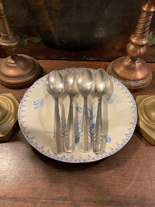 Vintage French Art Deco Large Silver Serving Spoons