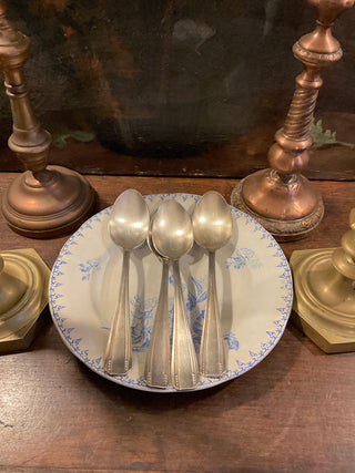 Vintage French Art Deco Silver Serving Large Spoons
