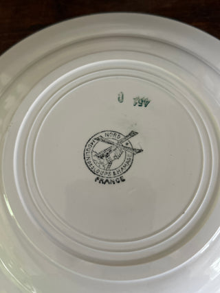 Vintage French Green Garland Rimmed Soup/Salad Plates