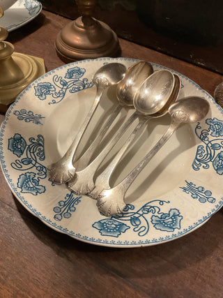 Vintage French Art Deco Large Silver Serving Spoons