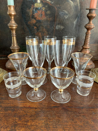 Vintage French Art Deco Assorted Bar Glasses