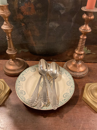 Vintage French Art Deco Silver Serving Large Spoons