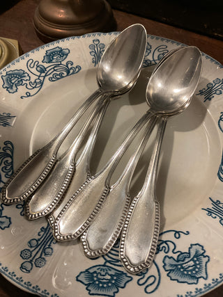 Vintage French Art Deco Silver Serving Large Spoons