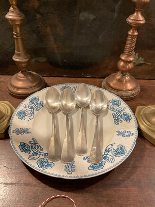 Vintage French Art Deco Silver Serving Large Spoons