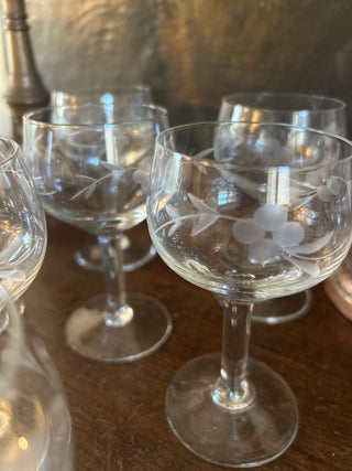 Vintage French Petit Round Wine Aperitif Glasses