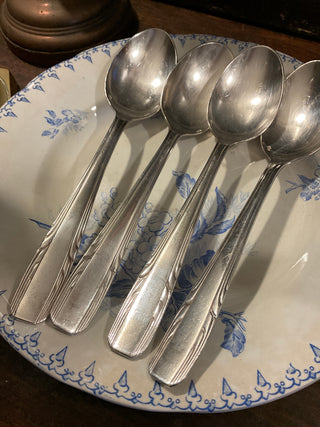 Vintage French Art Deco Large Silver Serving Spoons