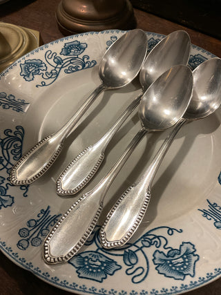 Vintage French Art Deco Silver Serving Large Spoons