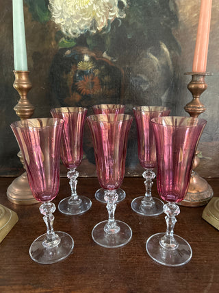 Vintage French Rose Champagne Flutes