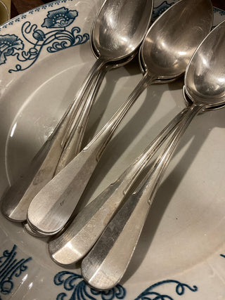 Vintage French Art Deco Silver Serving Large Spoons
