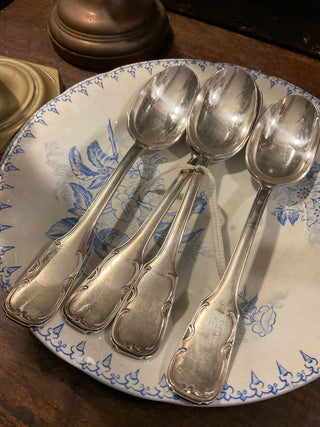 Vintage French Art Nouveau Large Silver Serving Spoons