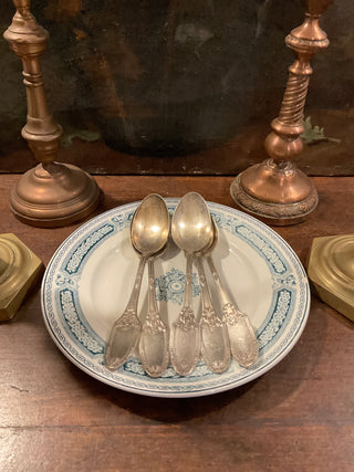 Vintage French Art Nouveau Large Silver Serving Spoons