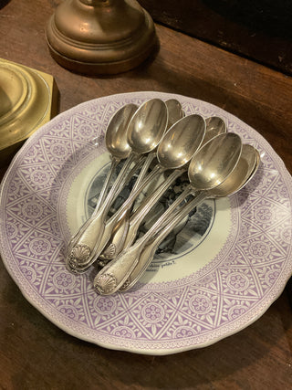 Vintage French Everyday Shell Handle Silver Teaspoons