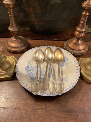 Vintage French Art Deco Large Silver Serving Spoons
