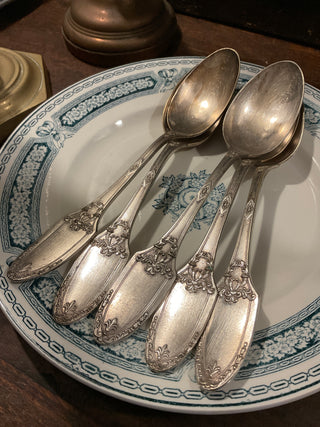 Vintage French Art Nouveau Large Silver Serving Spoons