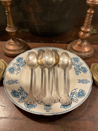 Vintage French Art Deco Large Silver Serving Spoons
