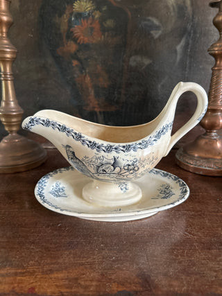 Vintage Belgian Transferware Nimy Sauce Server