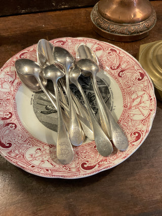 Vintage French Classic Silver Teaspoons With Monogram