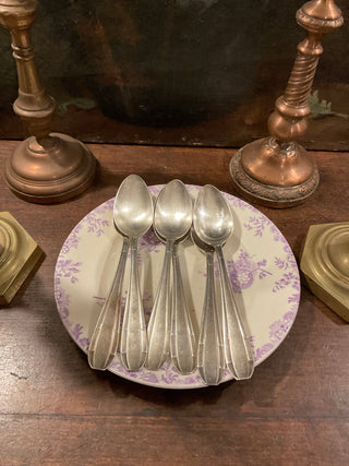 Vintage French Art Deco Silver Serving Large Spoons
