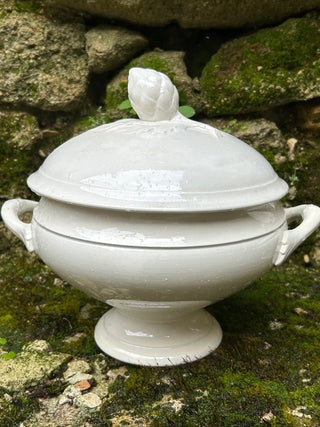 Vintage French Creamware Tureen with Artichoke Handle