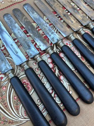 Vintage French Black Wood Handled Table Cutlery