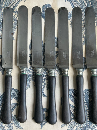 Vintage Classic Black Wood Handles Dinner Knives