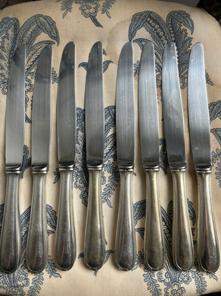 Vintage French Silver Set of Large Silver Dinner Knives