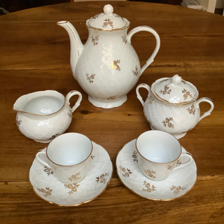 Vintage French Limoges Gold Flower Coffee or Tea Se