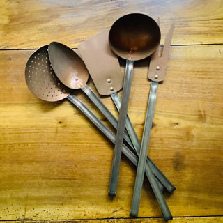 Vintage French Copper Utensils Set