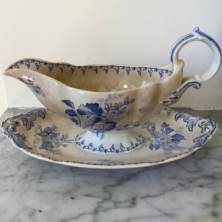 Vintage French Transferware Flore Sauce Server