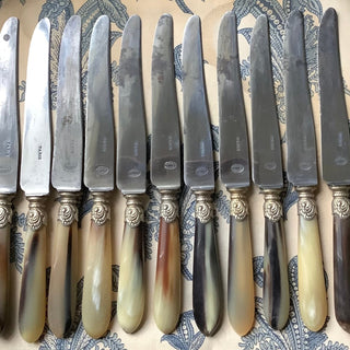 Vintage French Horn Handled Paris Stamped Knives