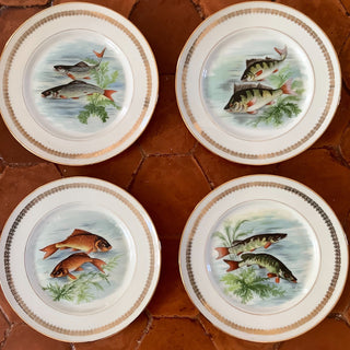 Vintage French Limoges Fish Motif Dinner Plates Set#1