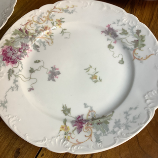 Vintage French Dusty Lilac Floral Porcelain Salad/ Dessert Plates Set of 6