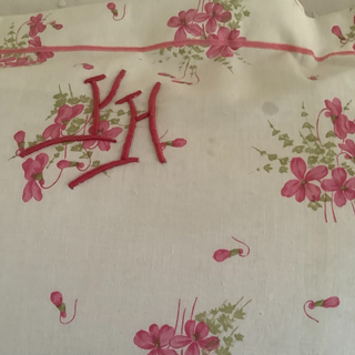 Vintage French Pair Euro Shams Monogram VH