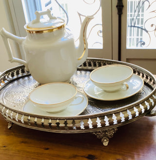 Vintage Moroccan Oval Large Silverplate Tray