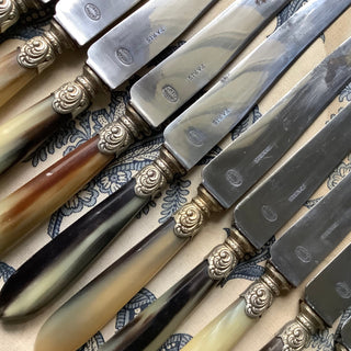 Vintage French Horn Handled Paris Stamped Knives