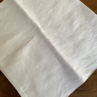 Vintage French White Linen Damask Napkins