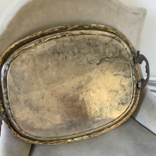 Vintage Moroccan Oval Brass Patina Tray