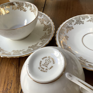 Vintage French Limoges Elegant Creme with Gold Tea & Café Service