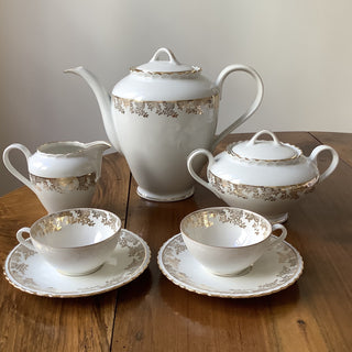 Vintage French Limoges Elegant Creme with Gold Tea & Café Service